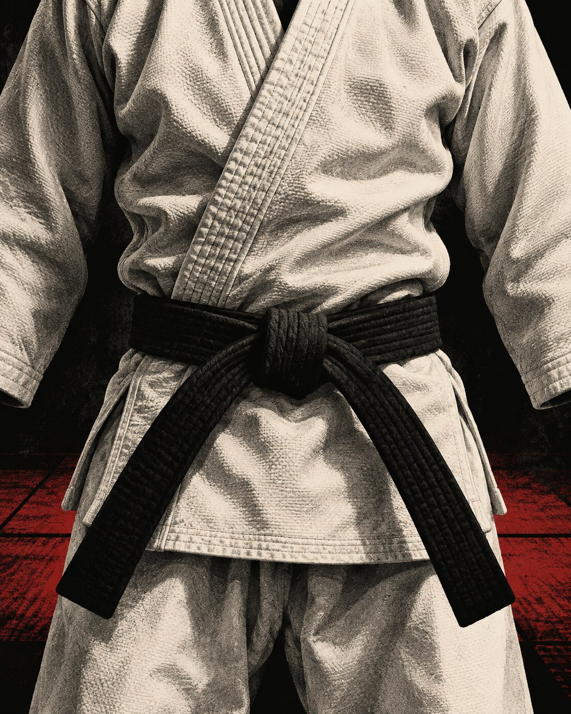 Judo kıyafeti ve siyah kuşak illüstrasyonu